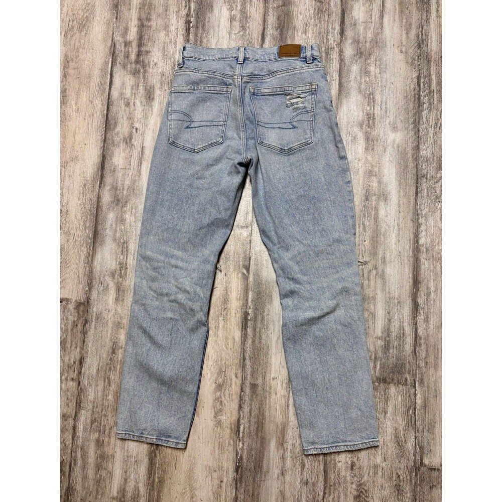 American Eagle Womens Super High Rise Ankle Straight Jeans Size 2 Distressed - Picture 2 of 9